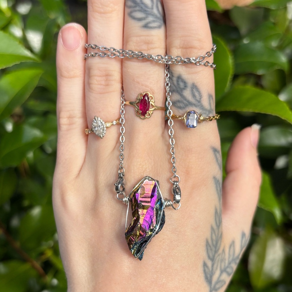 Aura quartz interchangeable necklace